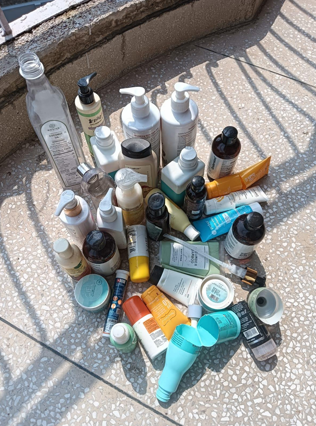 (Photo- Empty plastic containers of the Author’s used “beauty” products) 